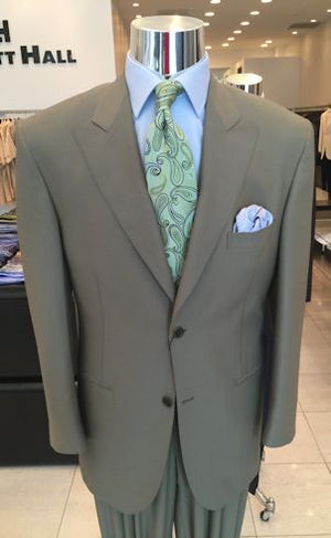 Light Olive High Twist Wool Suit