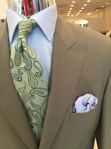 Light Olive High Twist Wool Suit