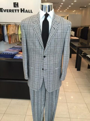 Linen Black and White Plaid Suit