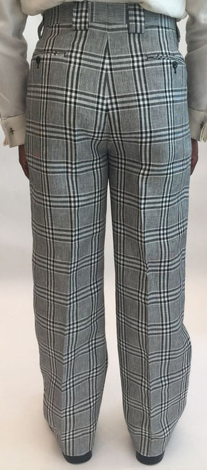 Black and White Plaid Linen Pants