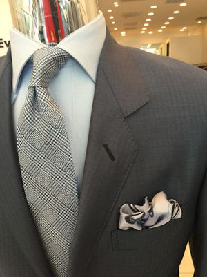 Blue Gray Shark Skin Suit